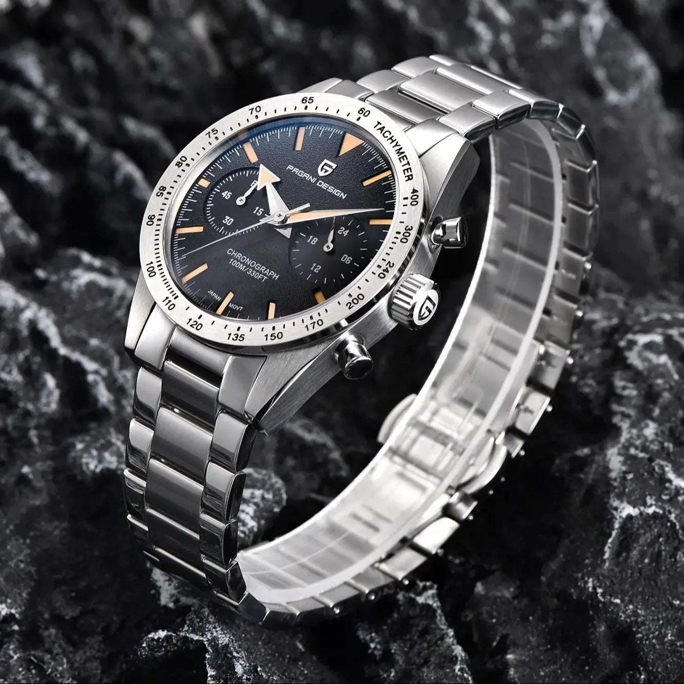 Men’s Retro Pilot Chronograph Watch Stainless Steel 10Bar Waterproof-Blue / GERMANY