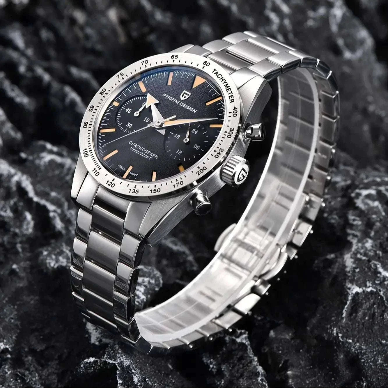 Men’s Retro Pilot Chronograph Watch Stainless Steel 10Bar Waterproof-Blue / GERMANY