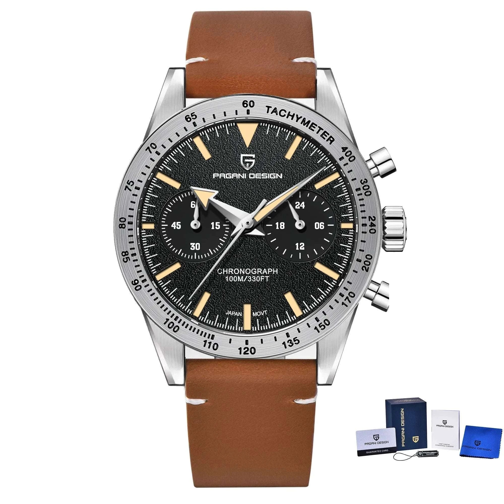 Men’s Retro Pilot Chronograph Watch Stainless Steel 10Bar Waterproof-Blue / GERMANY