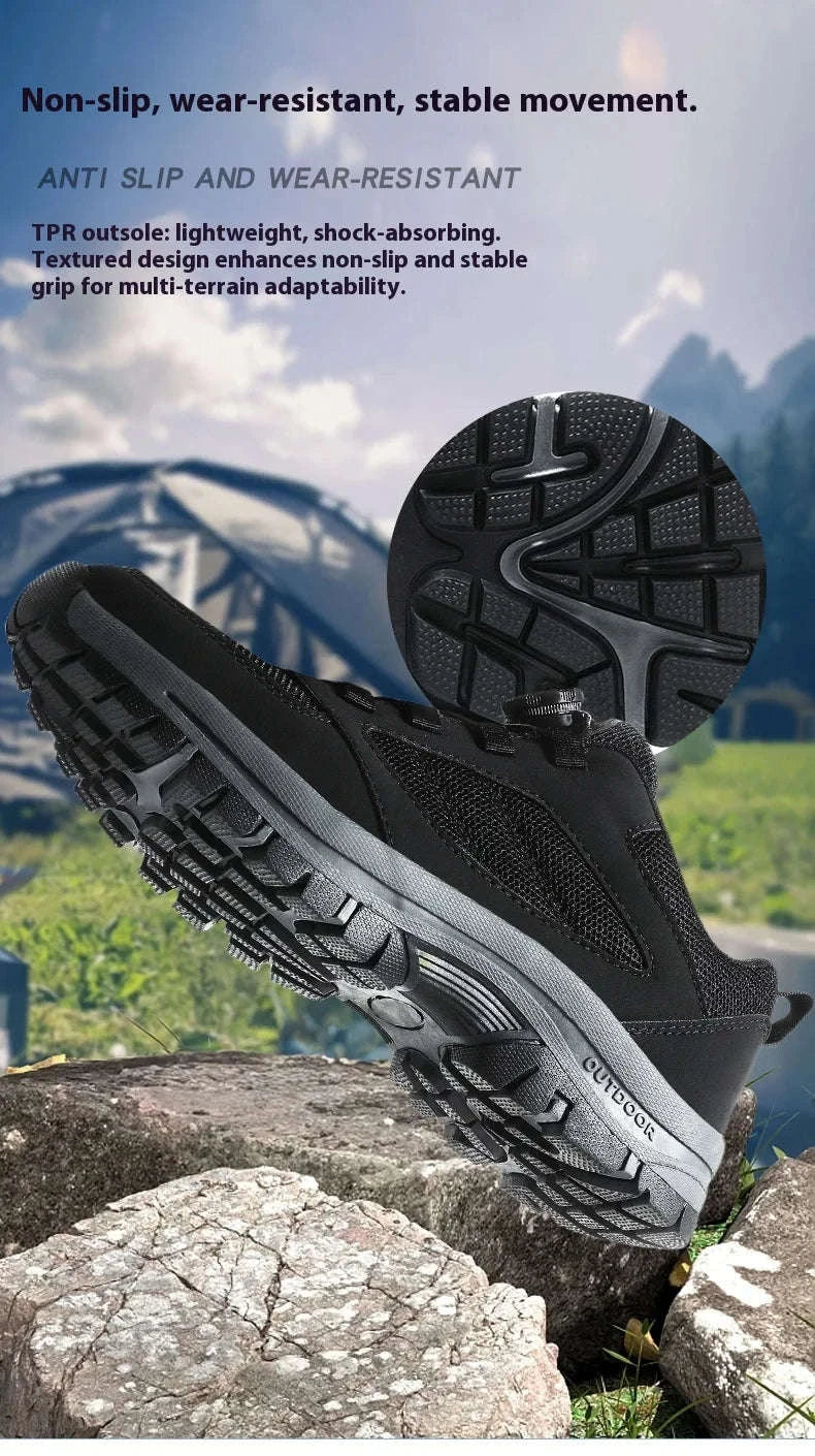 Men's Rotating Buckle Hiking Shoes for Spring and Autumn-black / 39