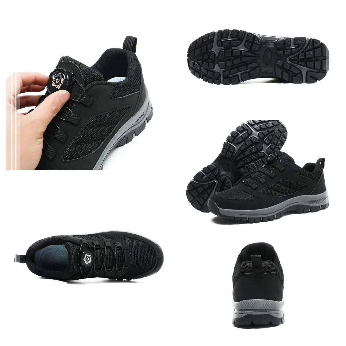 Men's Rotating Buckle Hiking Shoes for Spring and Autumn-black / 39
