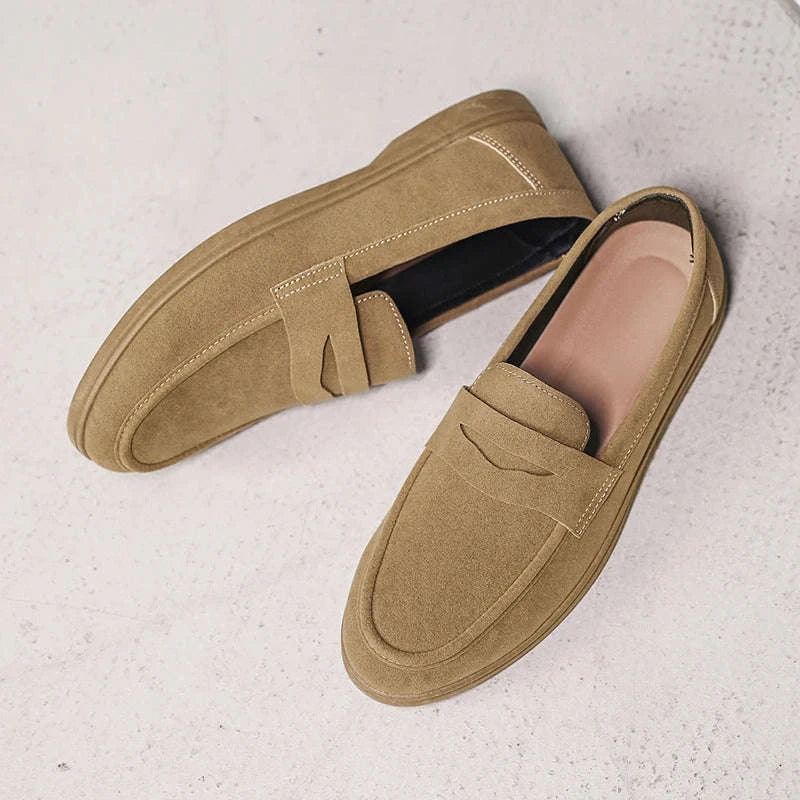 Men's Slip-On Loafers Lightweight Breathable Casual Walking Shoes-Khaki / 42 / China Mainland