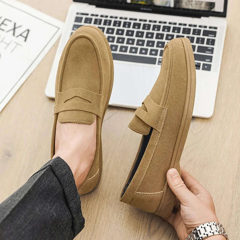 Men's Slip-On Loafers Lightweight Breathable Casual Walking Shoes-Khaki / 42 / China Mainland