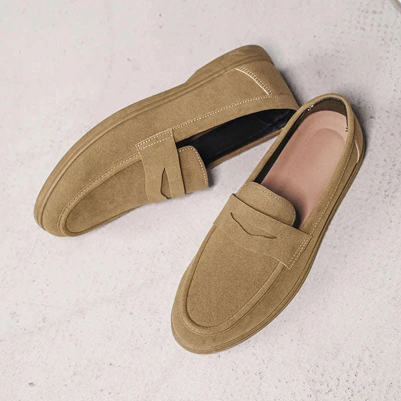 Men's Slip-On Loafers Lightweight Breathable Casual Walking Shoes-Khaki / 42 / China Mainland