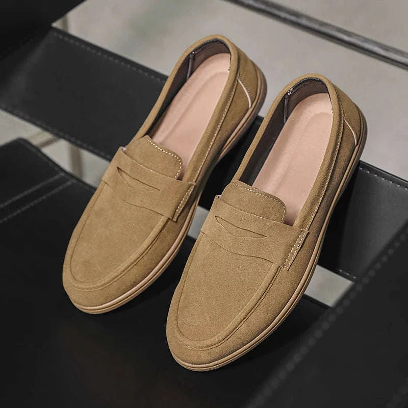 Men's Slip-On Loafers Lightweight Breathable Casual Walking Shoes-Khaki / 42 / China Mainland