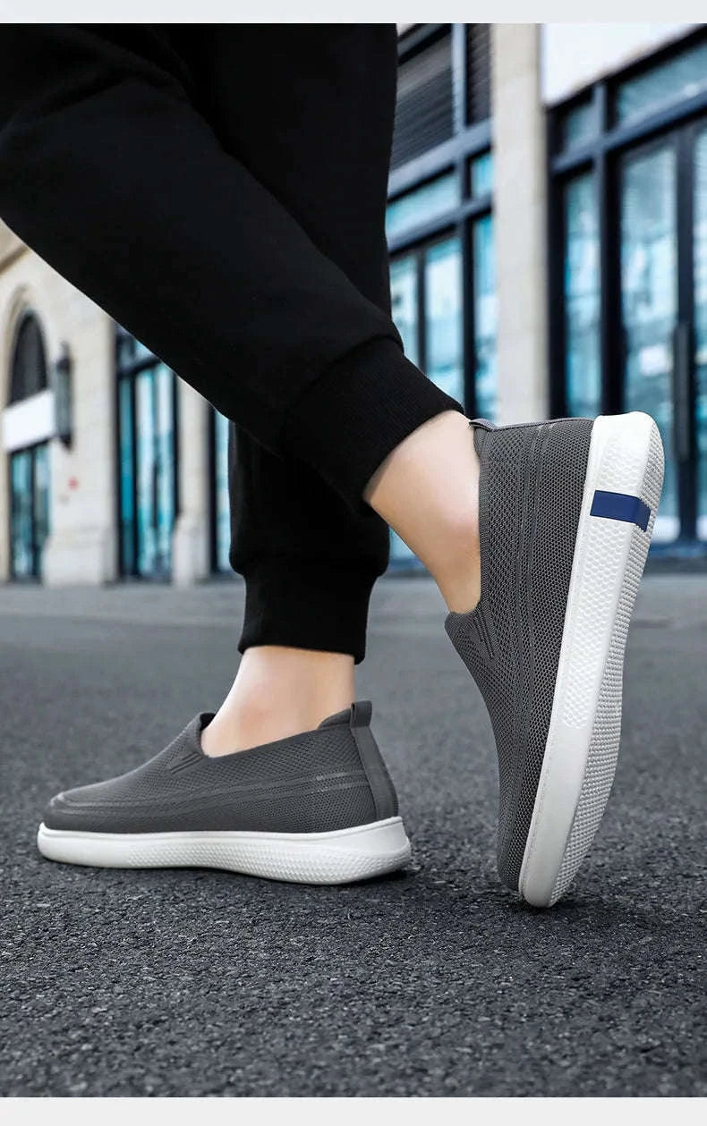 Men’s Spring Knitted Breathable Slip-On Casual Shoes-B-S22-Black / 39