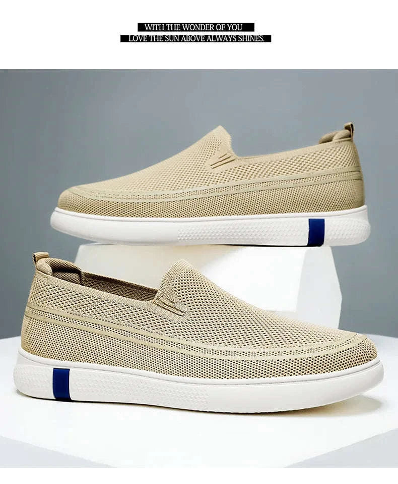 Men’s Spring Knitted Breathable Slip-On Casual Shoes-B-S22-Black / 39