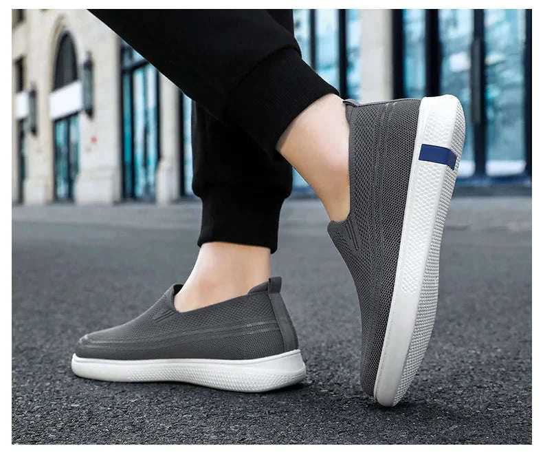 Men’s Spring Knitted Breathable Slip-On Casual Shoes-B-S22-Black / 39