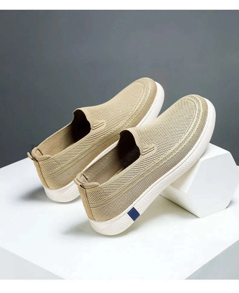 Men’s Spring Knitted Breathable Slip-On Casual Shoes-B-S22-Black / 39