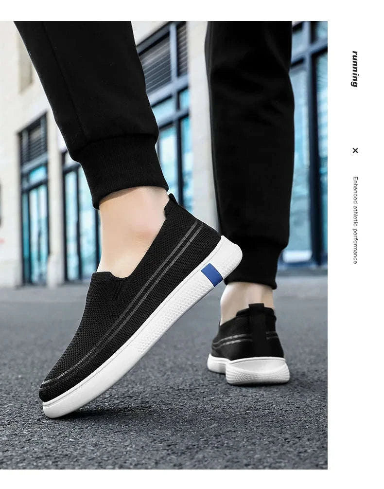 Men’s Spring Knitted Breathable Slip-On Casual Shoes-B-S22-Black / 39