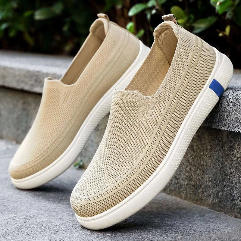 Men’s Spring Knitted Breathable Slip-On Casual Shoes-B-S22-Black / 39