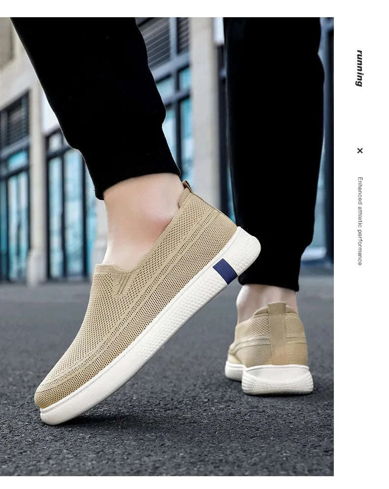 Men’s Spring Knitted Breathable Slip-On Casual Shoes-B-S22-Black / 39
