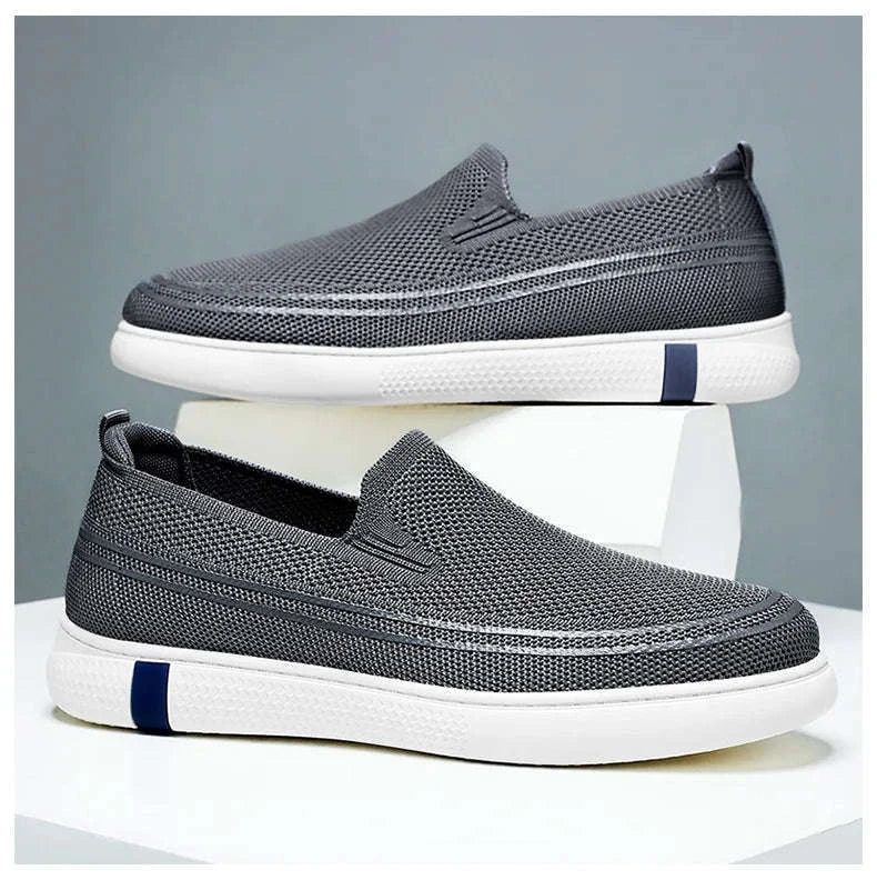 Men’s Spring Knitted Breathable Slip-On Casual Shoes-B-S22-Black / 39
