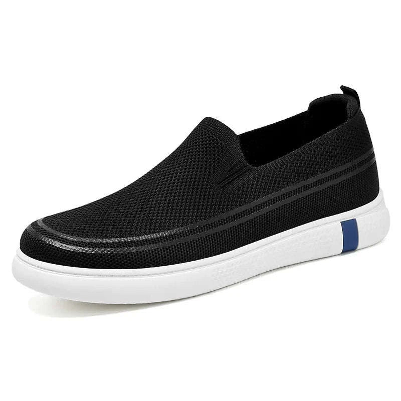 Men’s Spring Knitted Breathable Slip-On Casual Shoes-B-S22-Black / 39