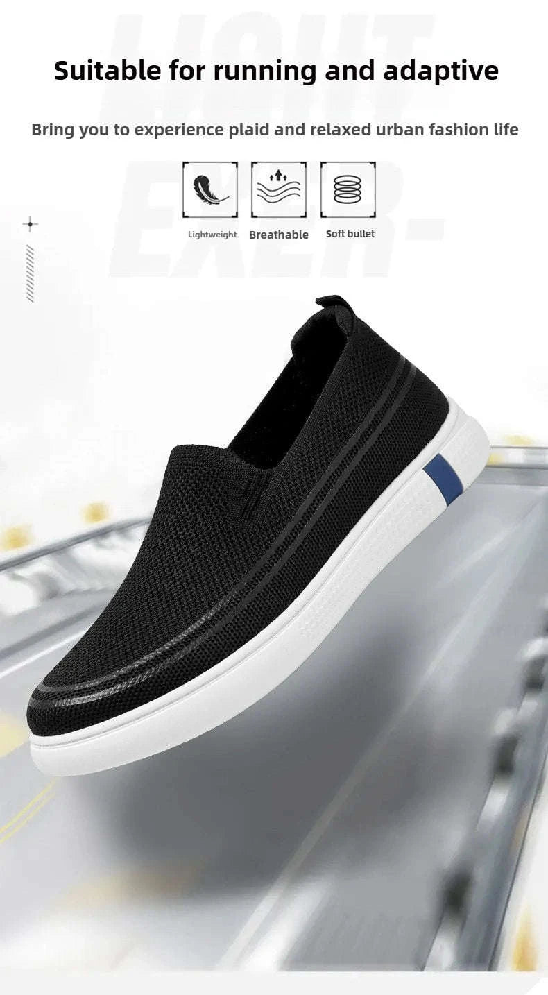 Men’s Spring Knitted Breathable Slip-On Casual Shoes-B-S22-Black / 39