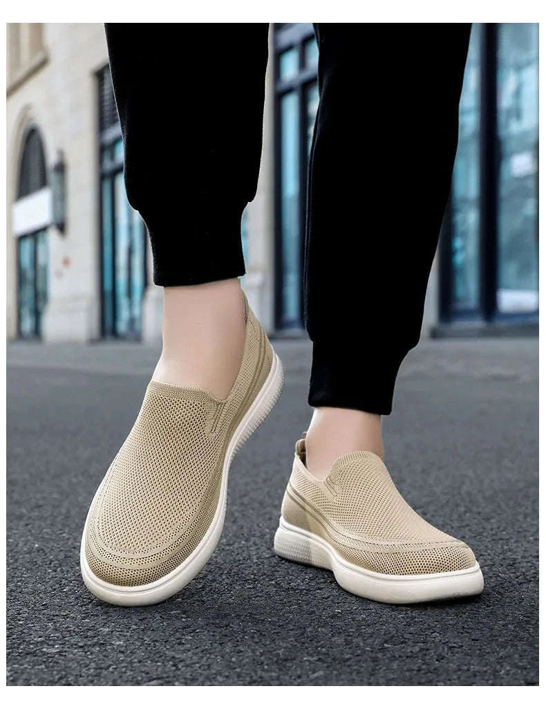 Men’s Spring Knitted Breathable Slip-On Casual Shoes-B-S22-Black / 39