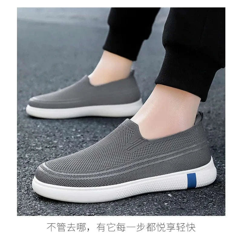 Men’s Spring Knitted Breathable Slip-On Casual Shoes-B-S22-Black / 39