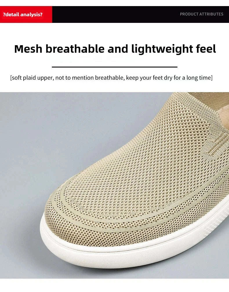 Men’s Spring Knitted Breathable Slip-On Casual Shoes-B-S22-Black / 39