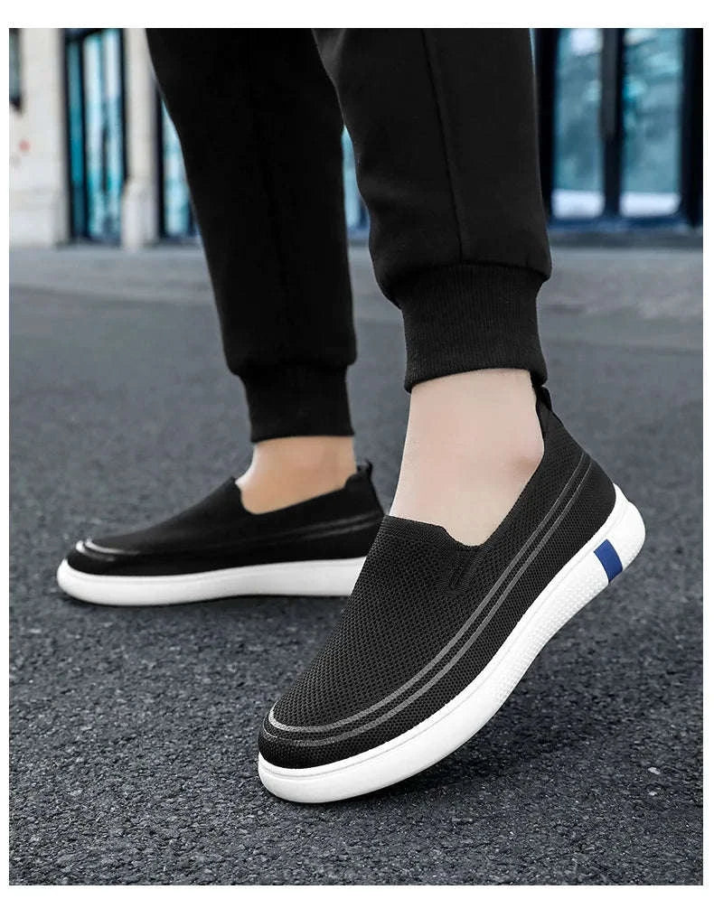 Men’s Spring Knitted Breathable Slip-On Casual Shoes-B-S22-Black / 39