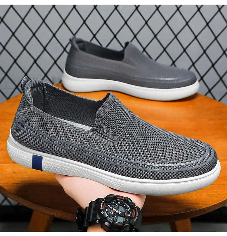 Men’s Spring Knitted Breathable Slip-On Casual Shoes-B-S22-Black / 39