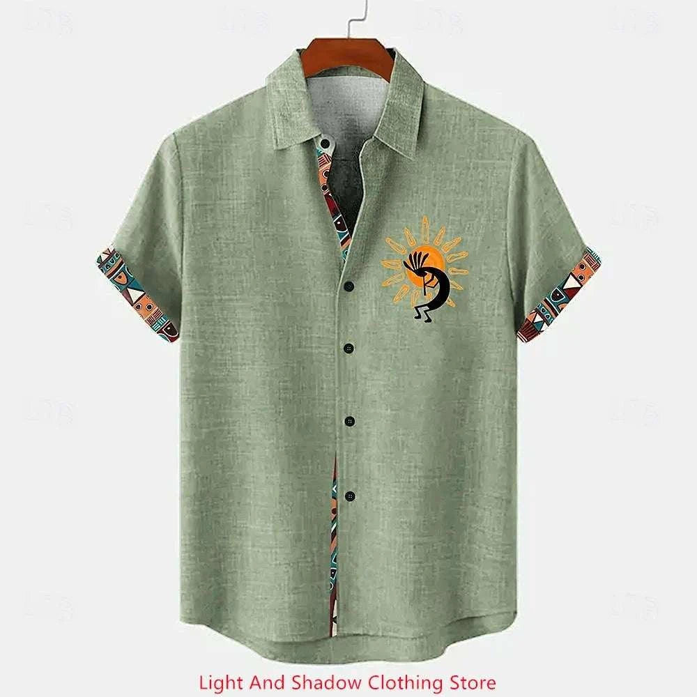 Men's Summer Short-Sleeve Linen Shirt-YMDXCSXY240 / 5XL