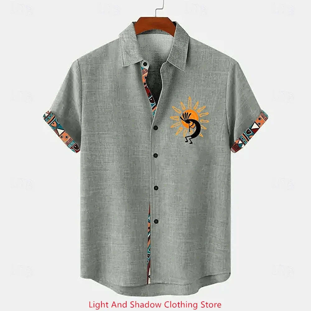 Men's Summer Short-Sleeve Linen Shirt-YMDXCSXY240 / 5XL