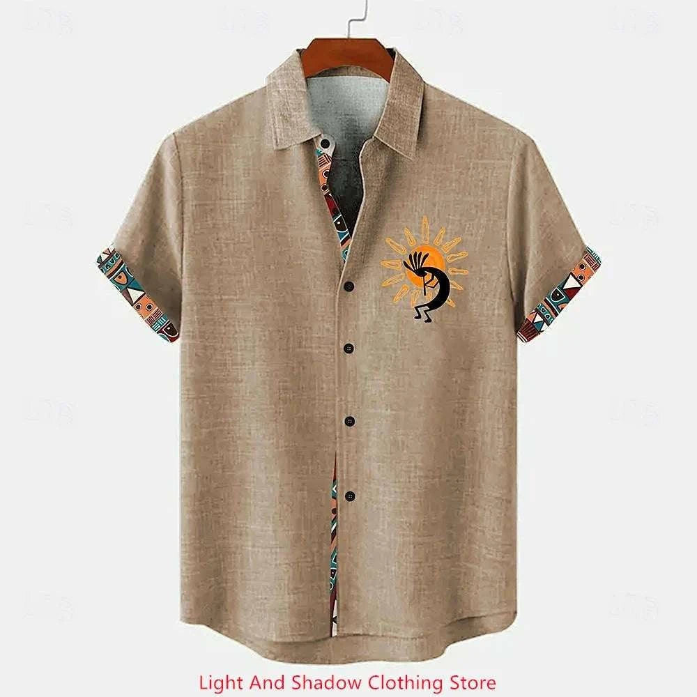 Men's Summer Short-Sleeve Linen Shirt-YMDXCSXY240 / 5XL
