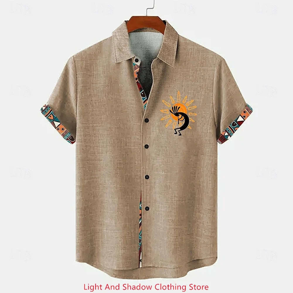 Men's Summer Short-Sleeve Linen Shirt-YMDXCSXY240 / 5XL