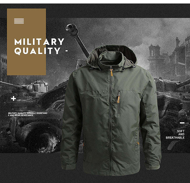 Men's Tactical Jacket – Waterproof Hooded Windbreaker for Outdoor Performance-army green / XXL / Pack of 1