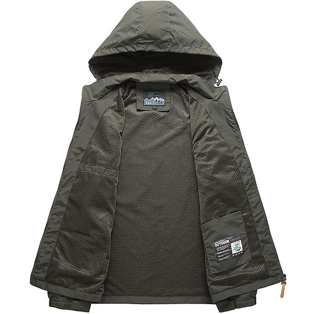 Men's Tactical Jacket – Waterproof Hooded Windbreaker for Outdoor Performance-army green / XXL / Pack of 1