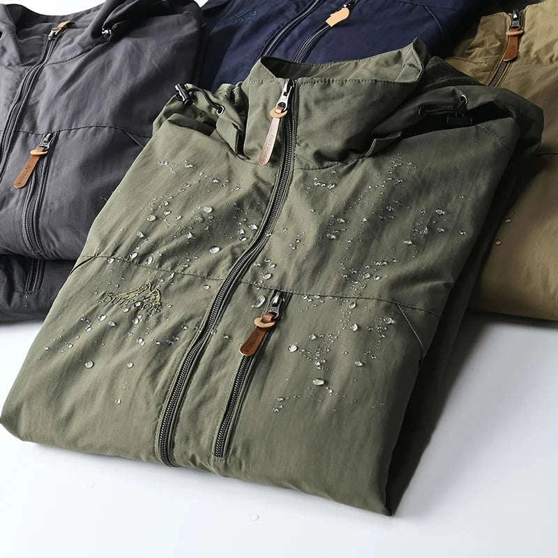 Men's Tactical Jacket – Waterproof Hooded Windbreaker for Outdoor Performance-army green / XXL / Pack of 1