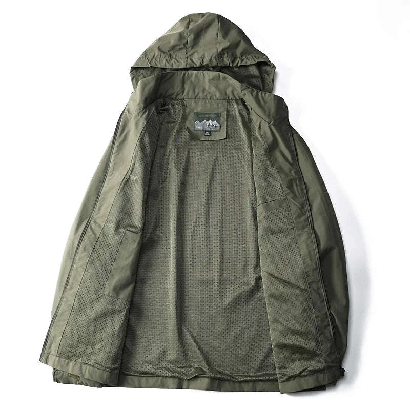 Men's Tactical Jacket – Waterproof Hooded Windbreaker for Outdoor Performance-army green / XXL / Pack of 1
