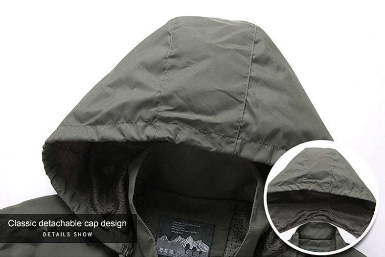 Men's Tactical Jacket – Waterproof Hooded Windbreaker for Outdoor Performance-army green / XXL / Pack of 1