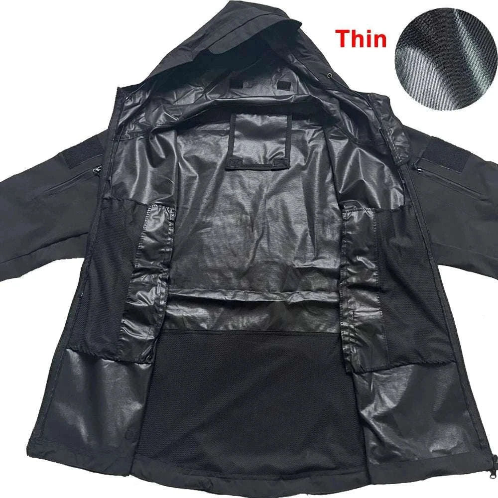 Men’s Tactical Waterproof Soft Shell Jacket with Hood – Windproof-Green SYP888 / M 57-65KG