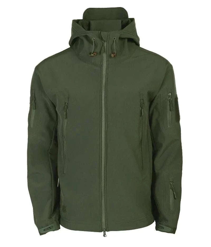 Men’s Tactical Waterproof Soft Shell Jacket with Hood – Windproof-Green SYP888 / M 57-65KG