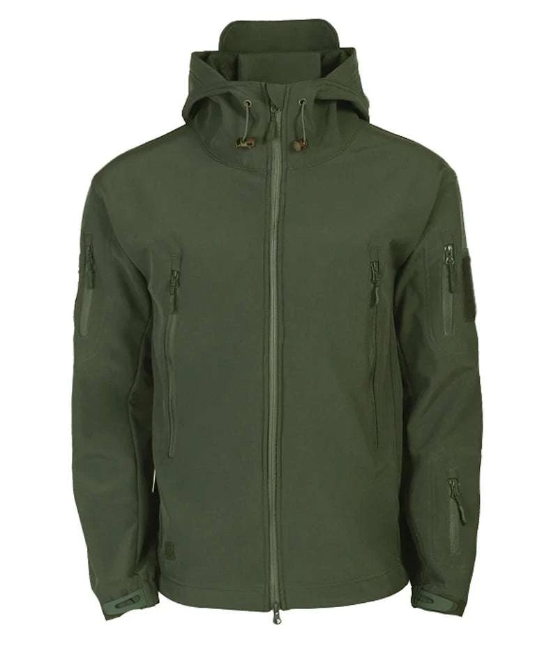 Men’s Tactical Waterproof Soft Shell Jacket with Hood – Windproof-Green SYP888 / M 57-65KG