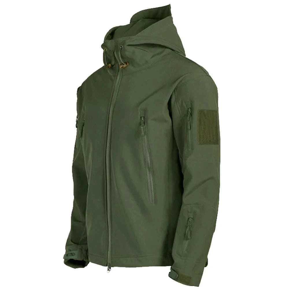 Men’s Tactical Waterproof Soft Shell Jacket with Hood – Windproof-Green SYP888 / M 57-65KG