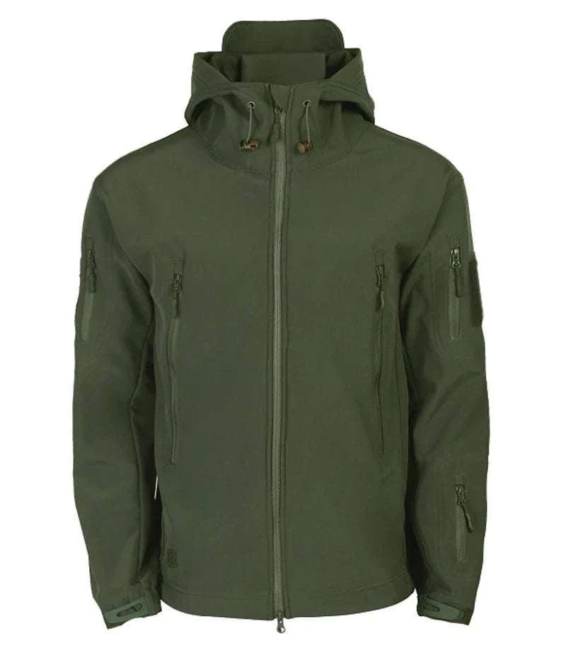 Men’s Tactical Waterproof Soft Shell Jacket with Hood – Windproof-Green SYP888 / M 57-65KG