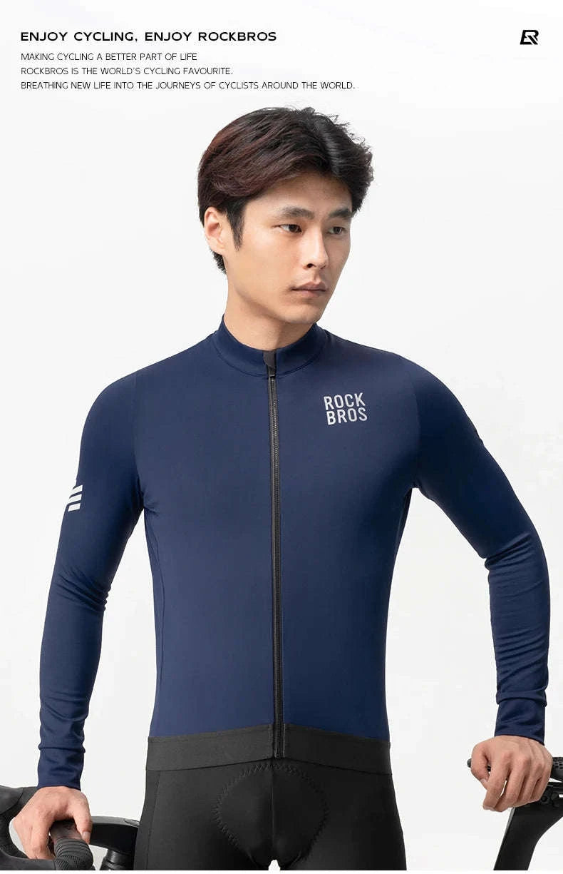Men’s Thermal Cycling Jersey Windproof Fleece for Cold Weather Riding-YDWT006-1bl / Asian 3XL(EUR 2XL)
