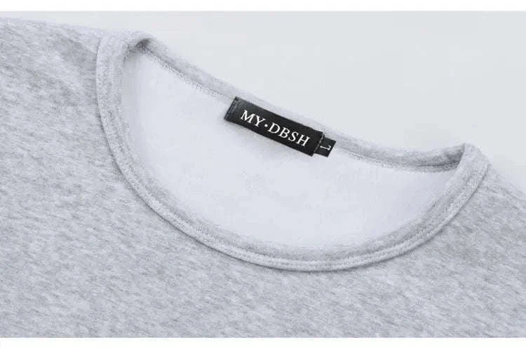 Men's Thermal T-Shirt Fleece-Lined Long-Sleeve Base Layer-Light Grey / 2XL 65-75KG
