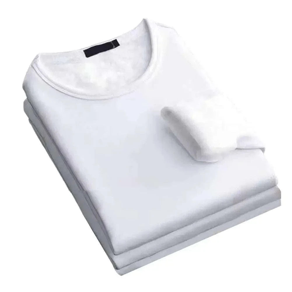 Men's Thermal T-Shirt Fleece-Lined Long-Sleeve Base Layer-Light Grey / 2XL 65-75KG