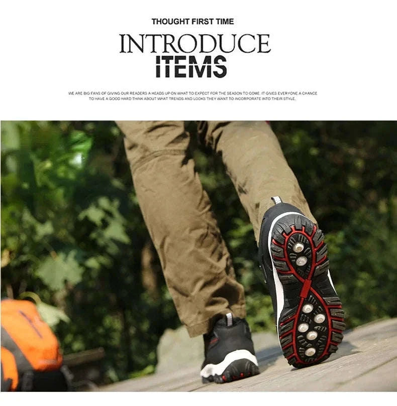Men's Waterproof Anti-Slip Leather Hiking Shoes-692--Yellow / 46