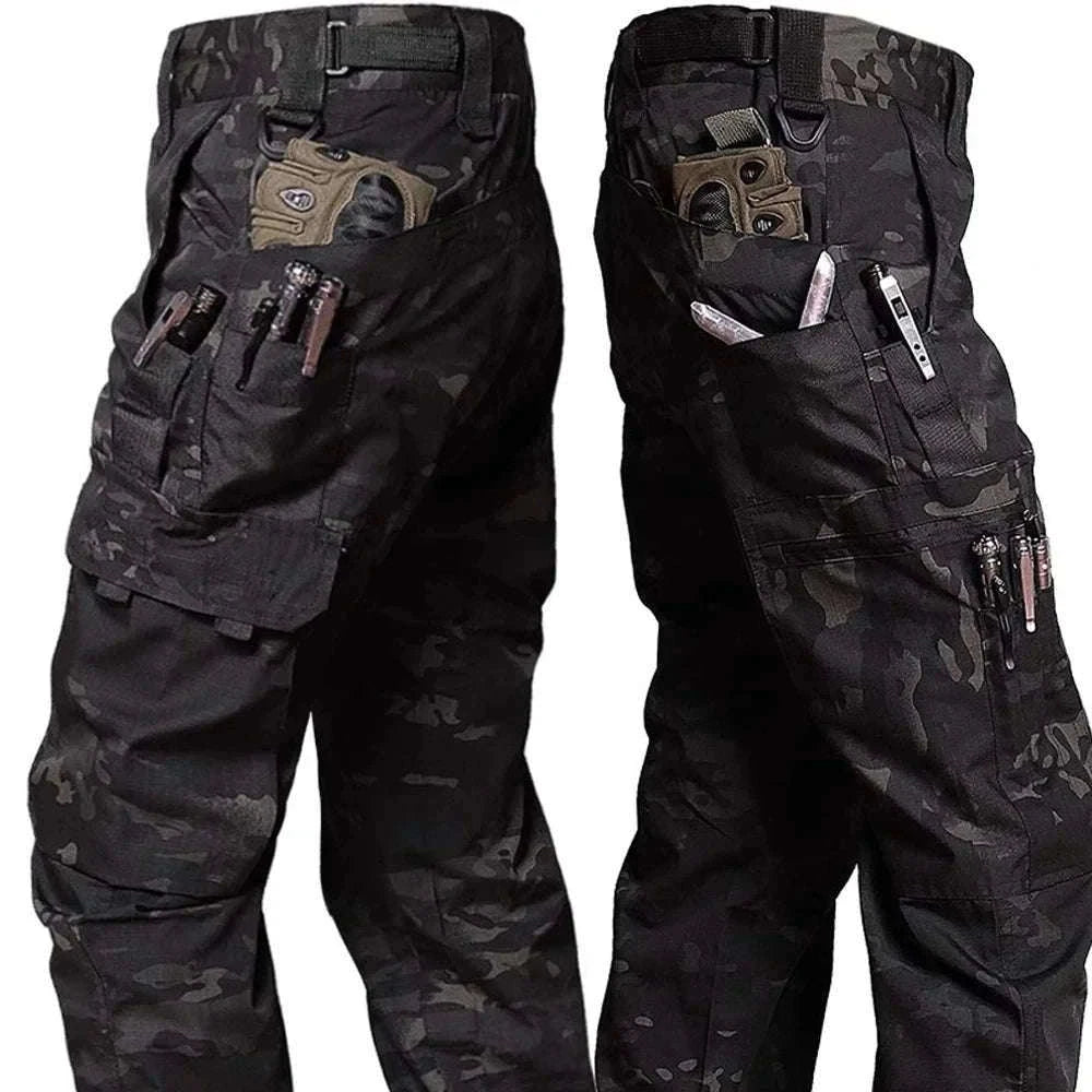 Men’s Waterproof Tactical Pants with Multi-Pocket Cargo Design-khaki / XL