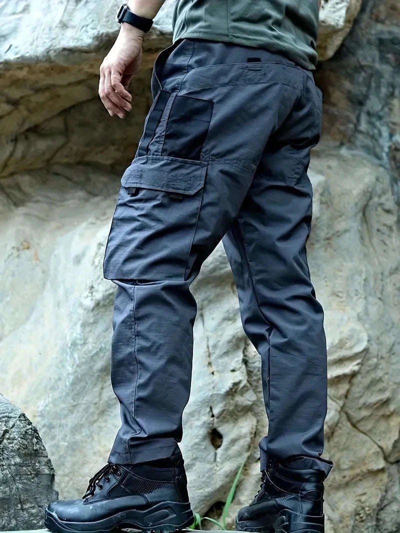Men’s Waterproof Tactical Pants with Multi‑Pocket Cargo Design-Khaki / XL