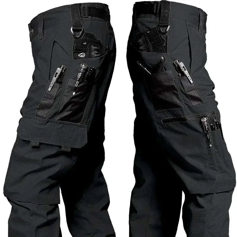 Men’s Waterproof Tactical Pants with Multi‑Pocket Cargo Design-Khaki / XL