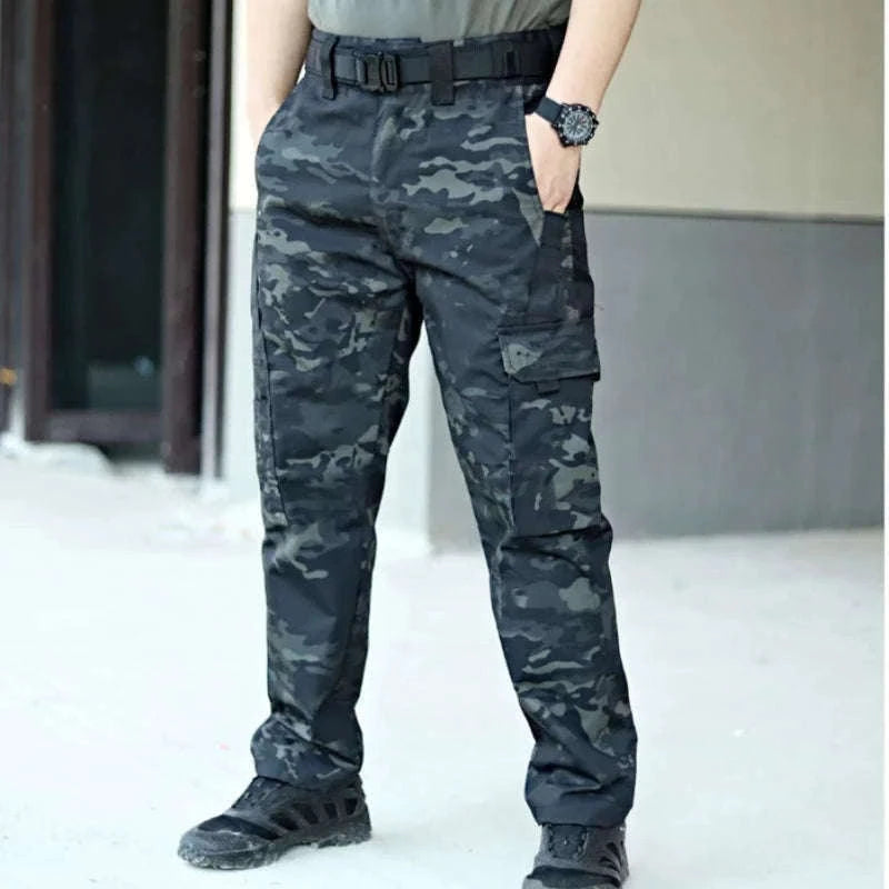 Men’s Waterproof Tactical Pants with Multi-Pocket Cargo Design-khaki / XL