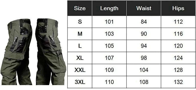 Men’s Waterproof Tactical Pants with Multi-Pocket Cargo Design-khaki / XL