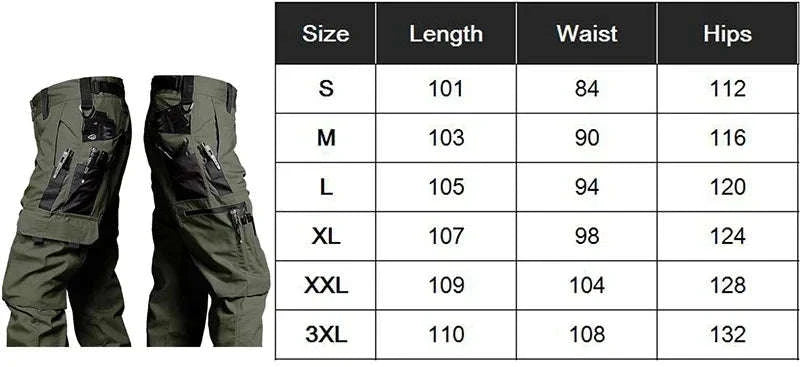 Men’s Waterproof Tactical Pants with Multi‑Pocket Cargo Design-Khaki / XL
