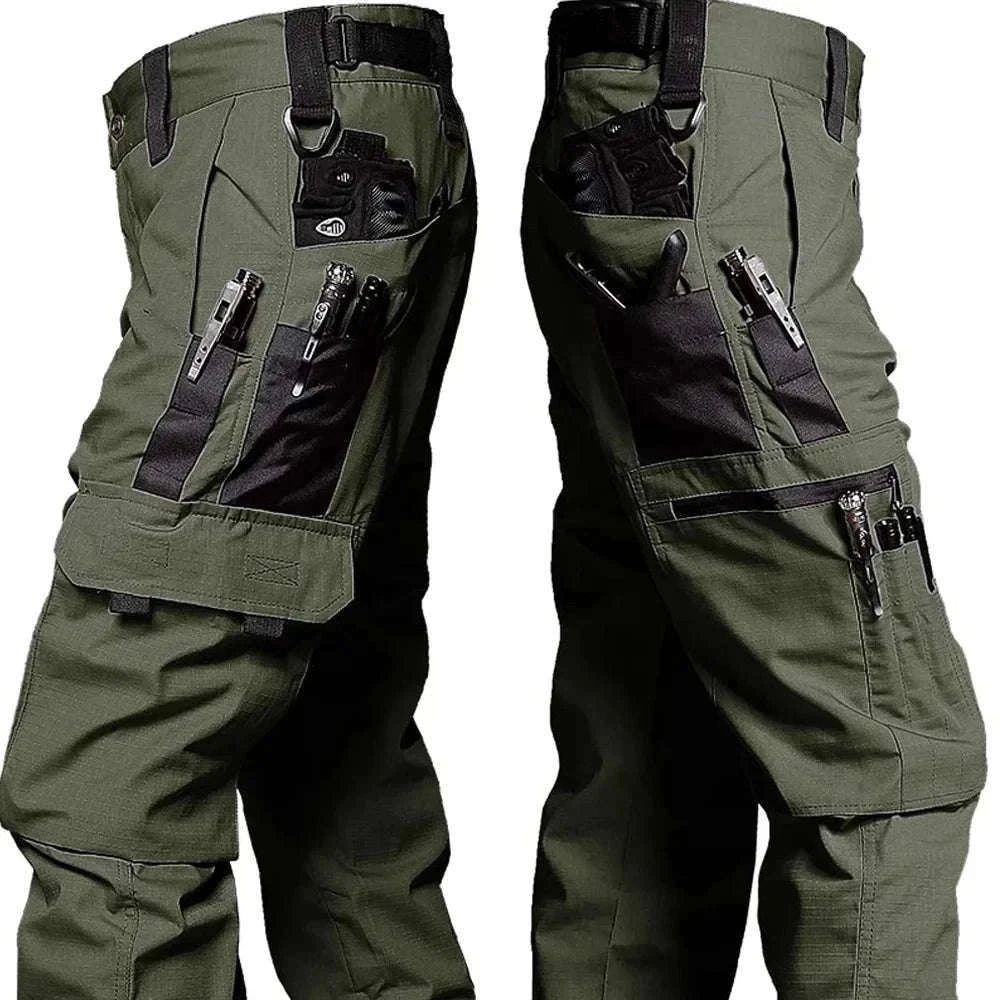 Men’s Waterproof Tactical Pants with Multi-Pocket Cargo Design-khaki / XL