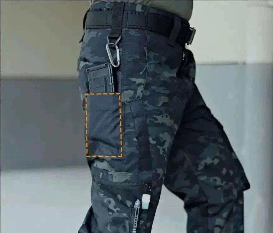 Men’s Waterproof Tactical Pants with Multi-Pocket Cargo Design-khaki / XL